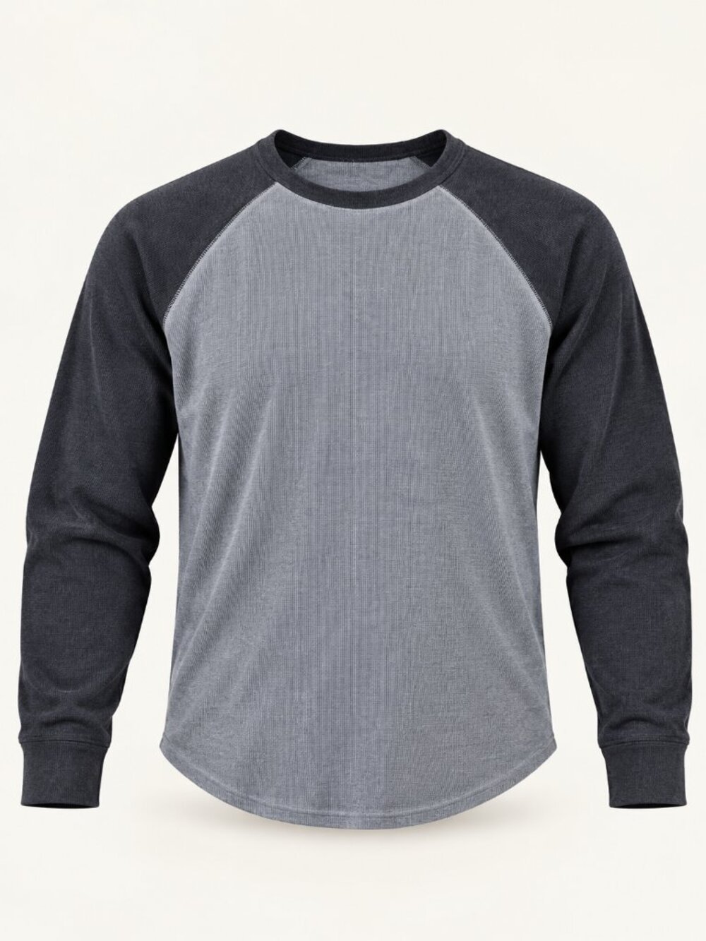 American Eagle Men's Waffle Knit Thermal Raglan Shirt M Gray Cabin Grunge